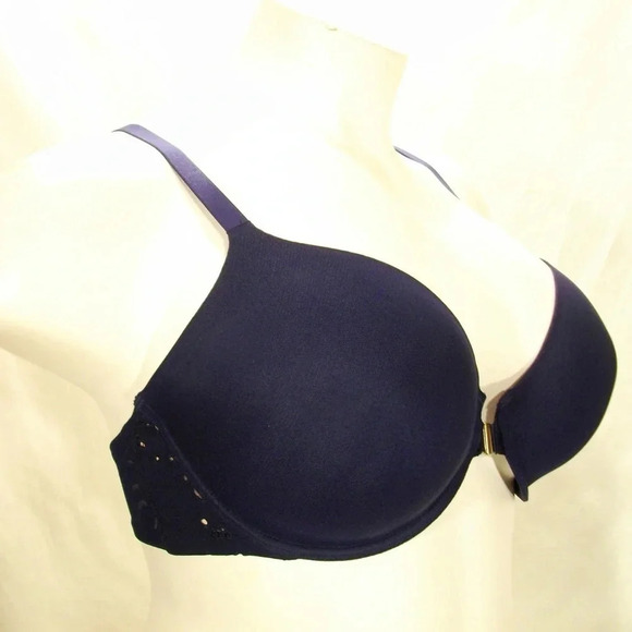 36DDD Unveiled Felina Beautiful Love Front Close Underwire Bra Navy Blue NWT - Picture 3 of 13